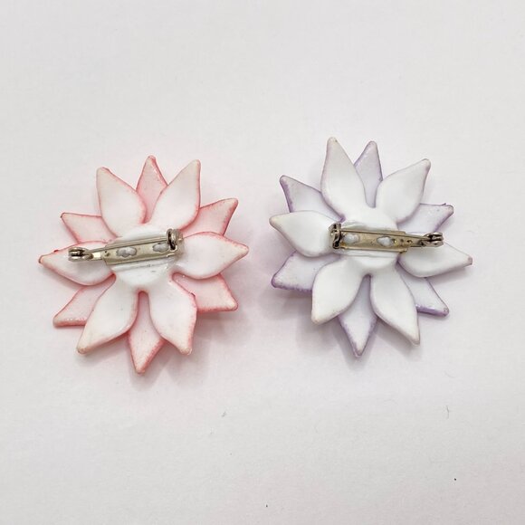 Vintage Acrylic Painted Flower Brooches (Set of 2) - Picture 3 of 12
